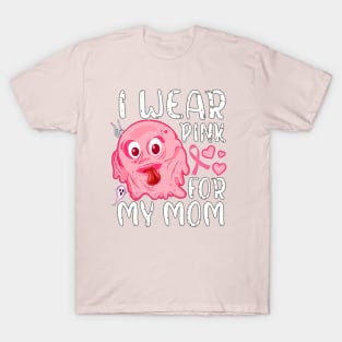 I Wear Pink For My Mom Halloween Pink Ghost T-Shirt